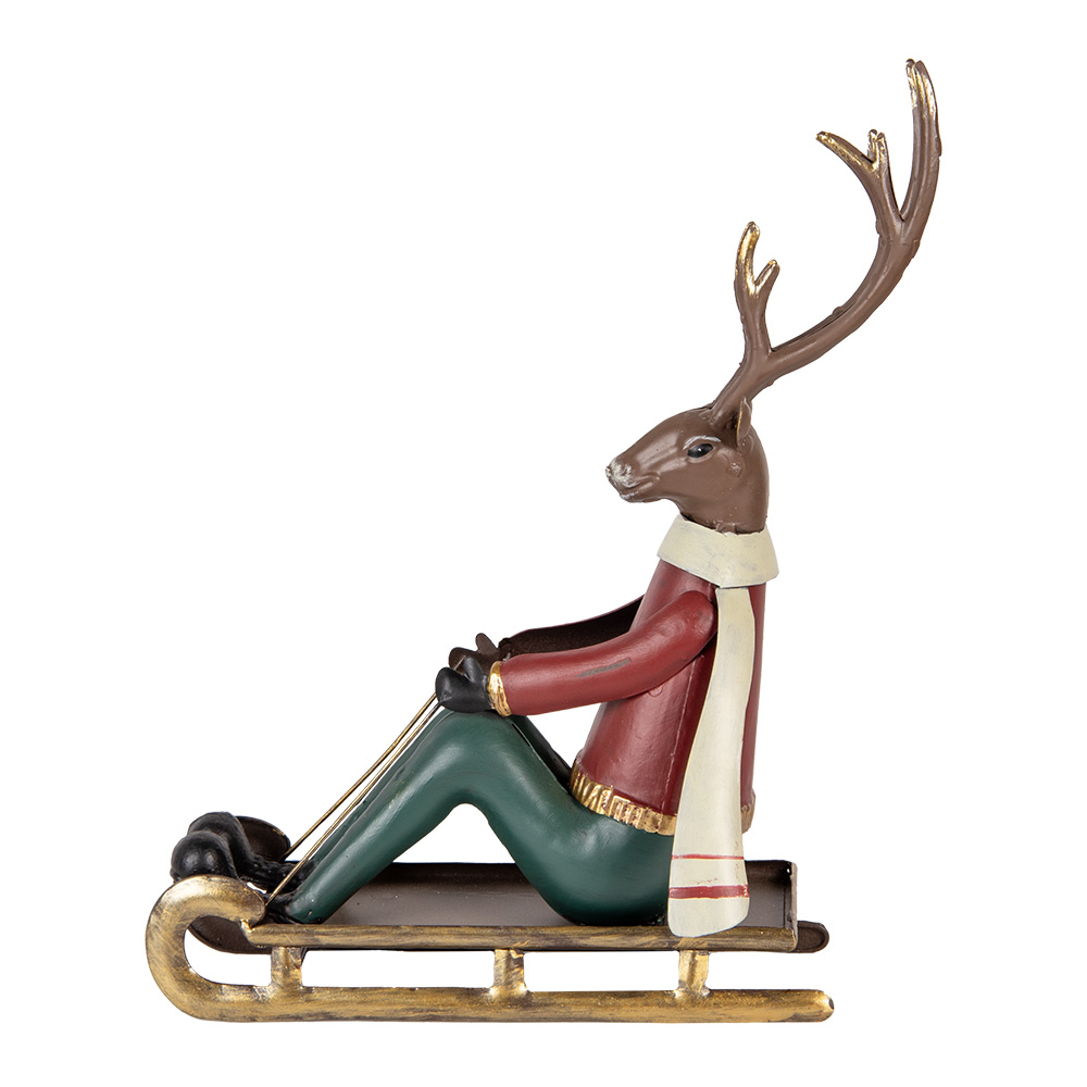 Clayre & Eef   | Decoratie Hert Bruin Rood 27x10x31 cm | 6Y5834