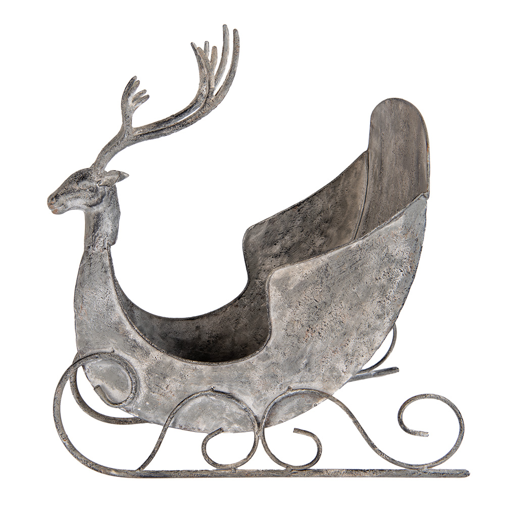 Clayre & Eef   | Kerstdecoratie Slee Grijs 44x34x47 cm | 6Y5840