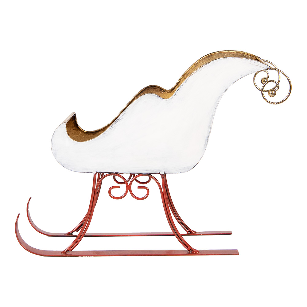 Clayre & Eef   | Kerstdecoratie Slee Wit Goudkleurig 38x15x28 cm | 6Y5843