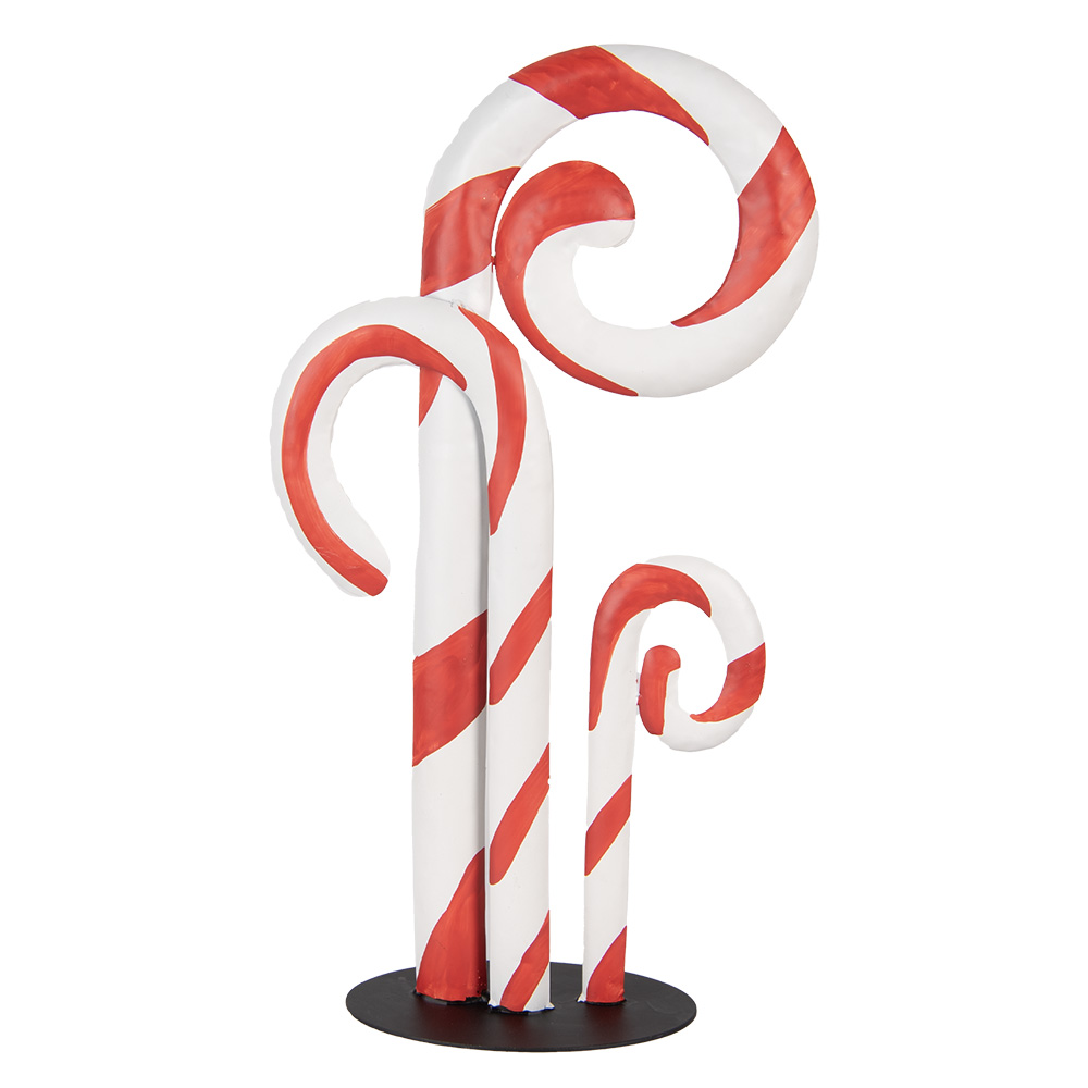 Clayre & Eef   | Kerstdecoratie zuurstokken Wit Rood 24x11x46 cm | 6Y5864