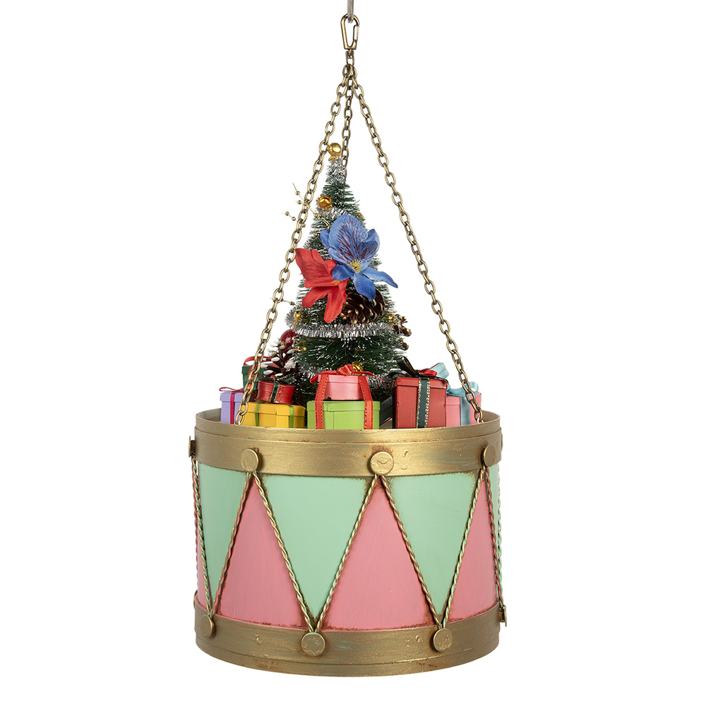 Clayre & Eef   | Decoratie Trommel Roze Groen ø 21x34/43 cm | 6Y5867P