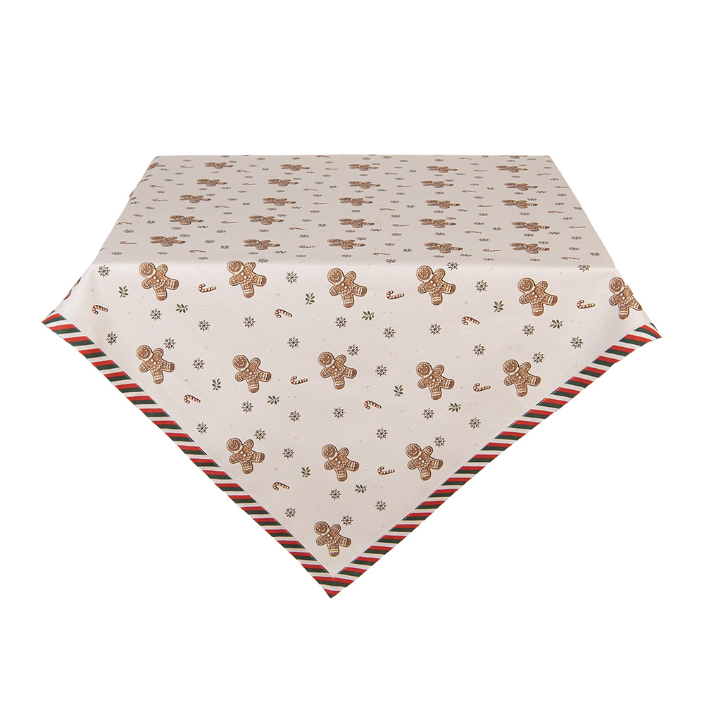 Clayre & Eef   | Vierkant Tafelkleed Beige Bruin 100x100 cm | CGM01