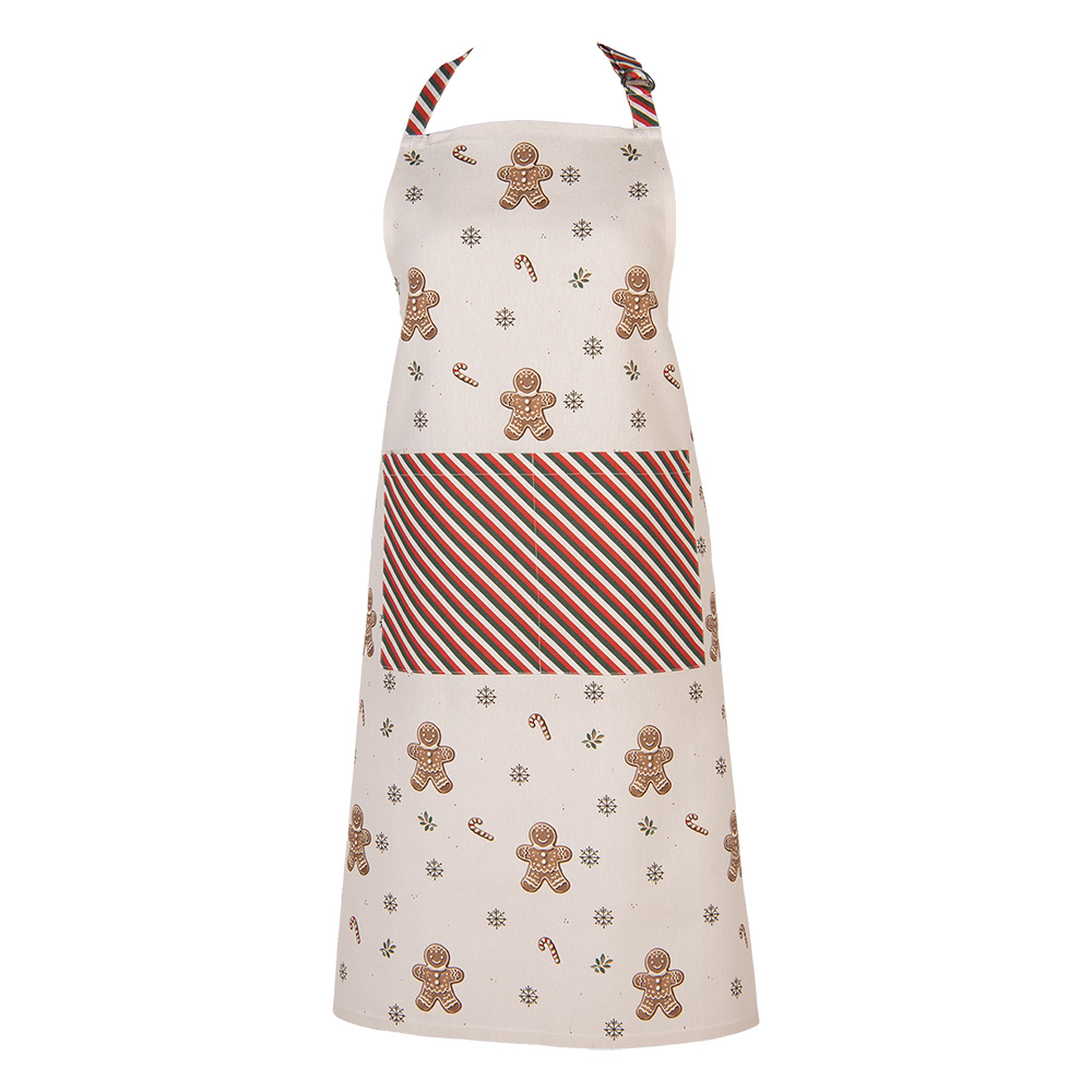 Clayre & Eef   | Keukenschort Beige Bruin 70x85 cm | CGM41