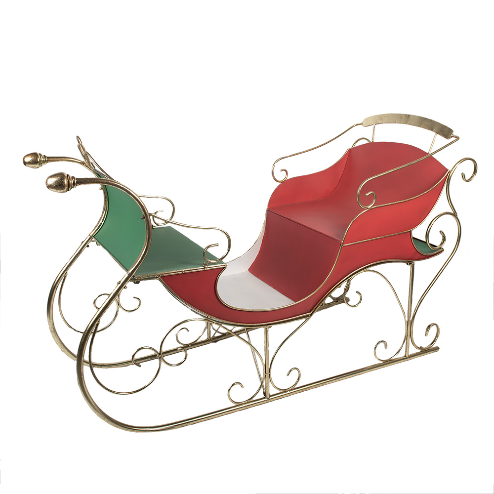 Clayre & Eef   | Kerstdecoratie Slee Rood Goudkleurig 169x67x106 cm | 5Y1374