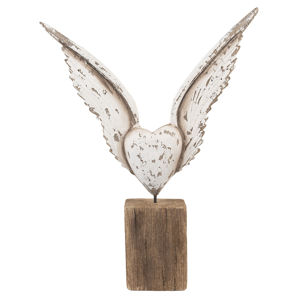 Clayre & Eef   | Decoratie Vleugels Wit Bruin 26x5x33 cm | 6H2425