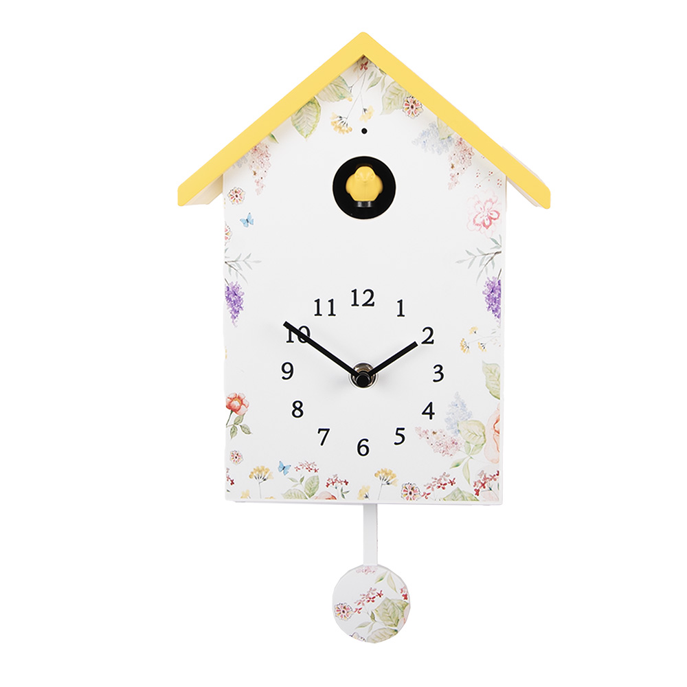 Clayre & Eef   | Wandklok Wit Geel 20x10x26 cm / 3xAA | 6KL0839