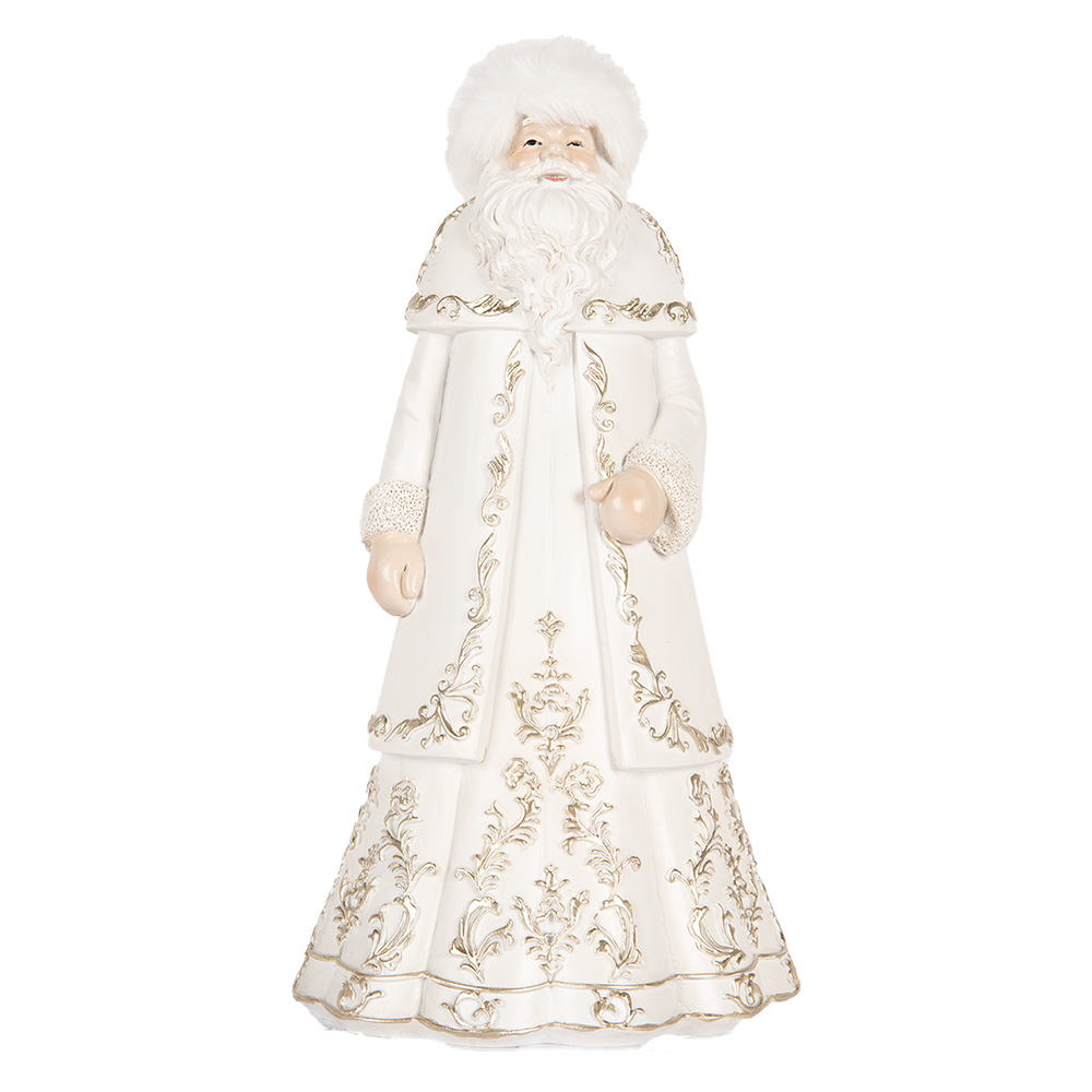 Clayre & Eef   | Kerstdecoratie Kerstman Wit Grijs 13x10x25 cm | 6PR5367