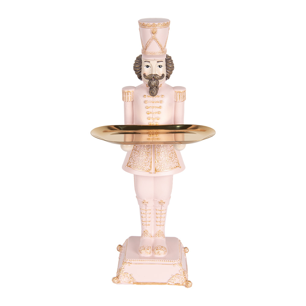 Clayre & Eef   | Kerstdecoratie Notenkraker Roze 18x17x40 cm | 6PR5368