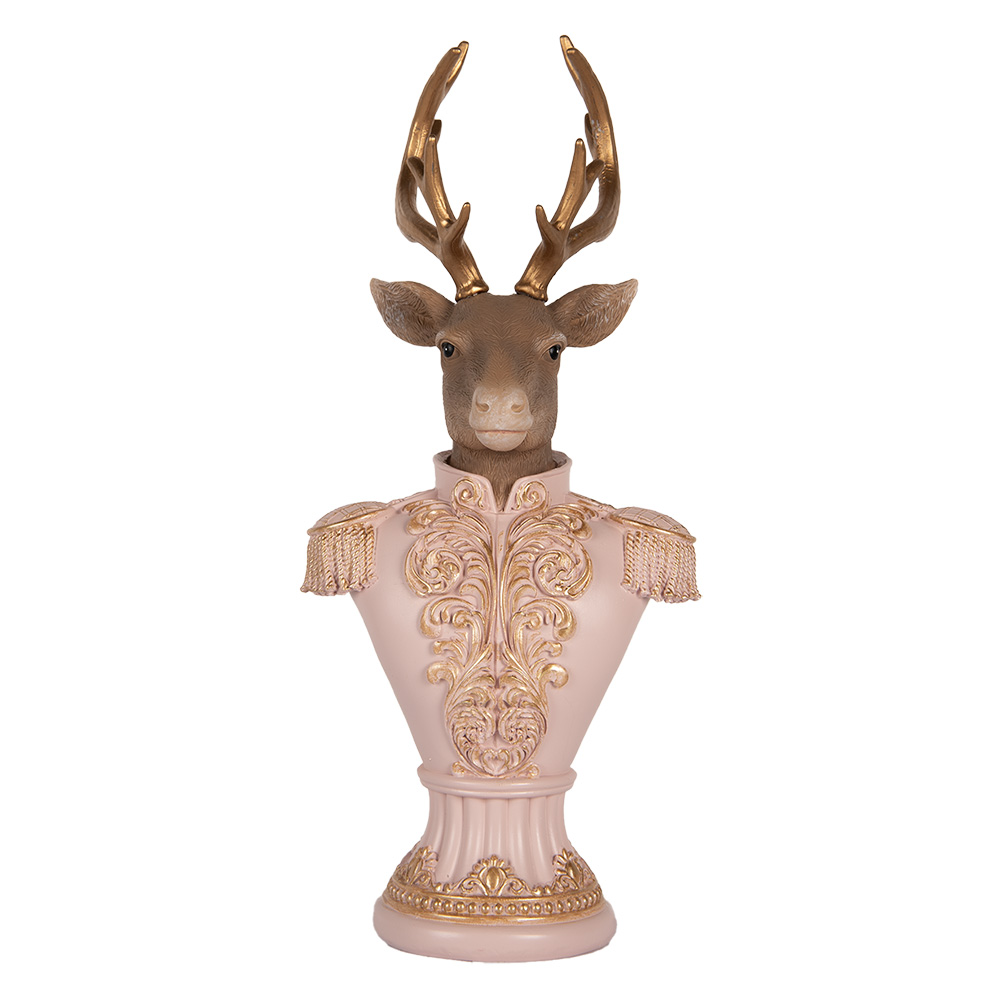 Clayre & Eef   | Decoratie Hert Bruin Roze 16x14x36 cm | 6PR5370