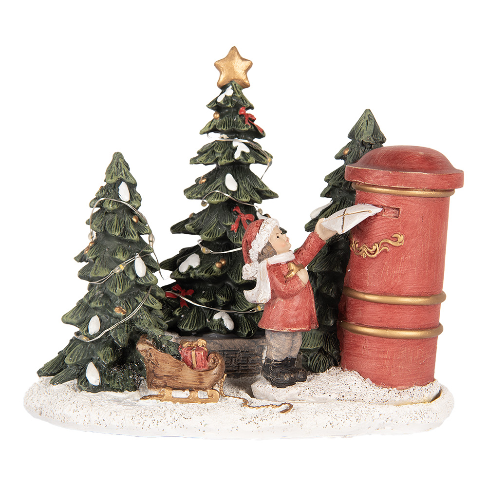 Clayre & Eef   | Decoratie kind bij brievenbus LED Rood Groen 16x12x14 cm | 6PR5373