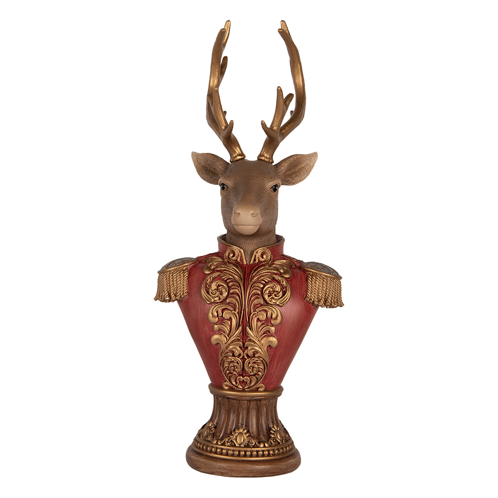 Clayre & Eef   | Decoratie Hert Bruin Rood 16x14x36 cm | 6PR5394