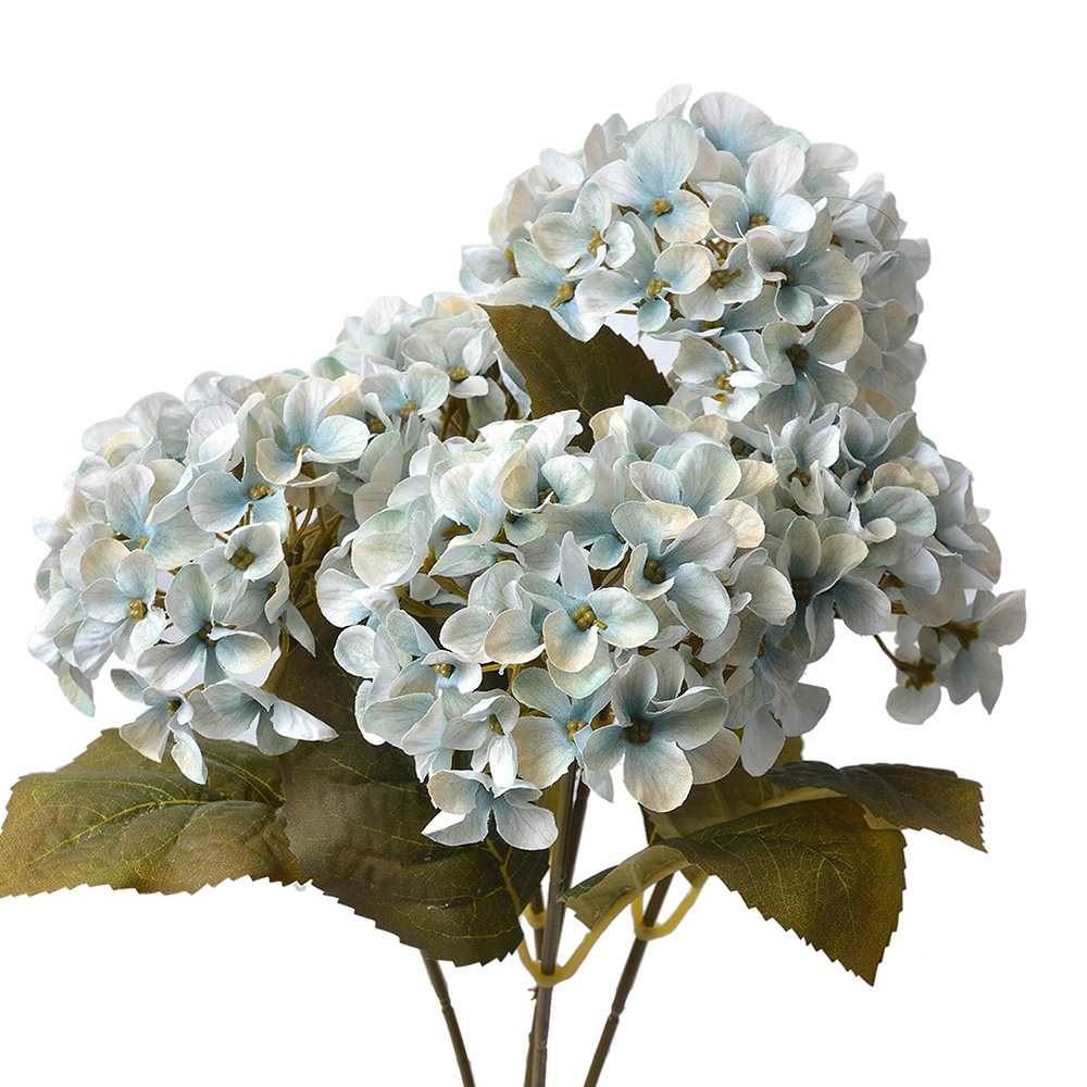 Clayre & Eef   | Kunstbloem Hortensia Blauw Groen 15x15x42 cm | 6PL0306