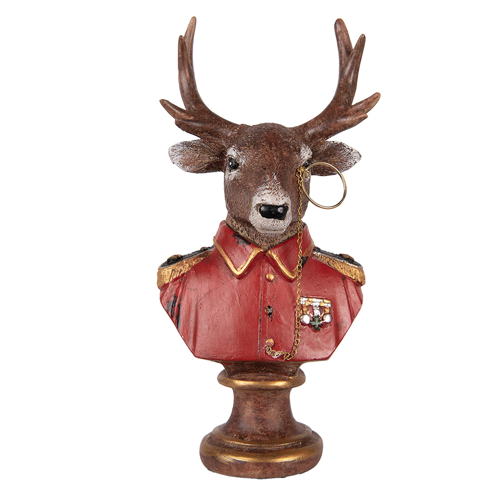 Clayre & Eef   | Kerstdecoratie Beeld Rendier Bruin Rood 10x8x19 cm | 6PR5594