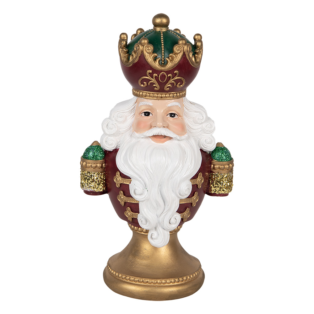Clayre & Eef   | Kerstdecoratie Kerstman met LED Rood Wit 15x10x26 cm | 6PR5694