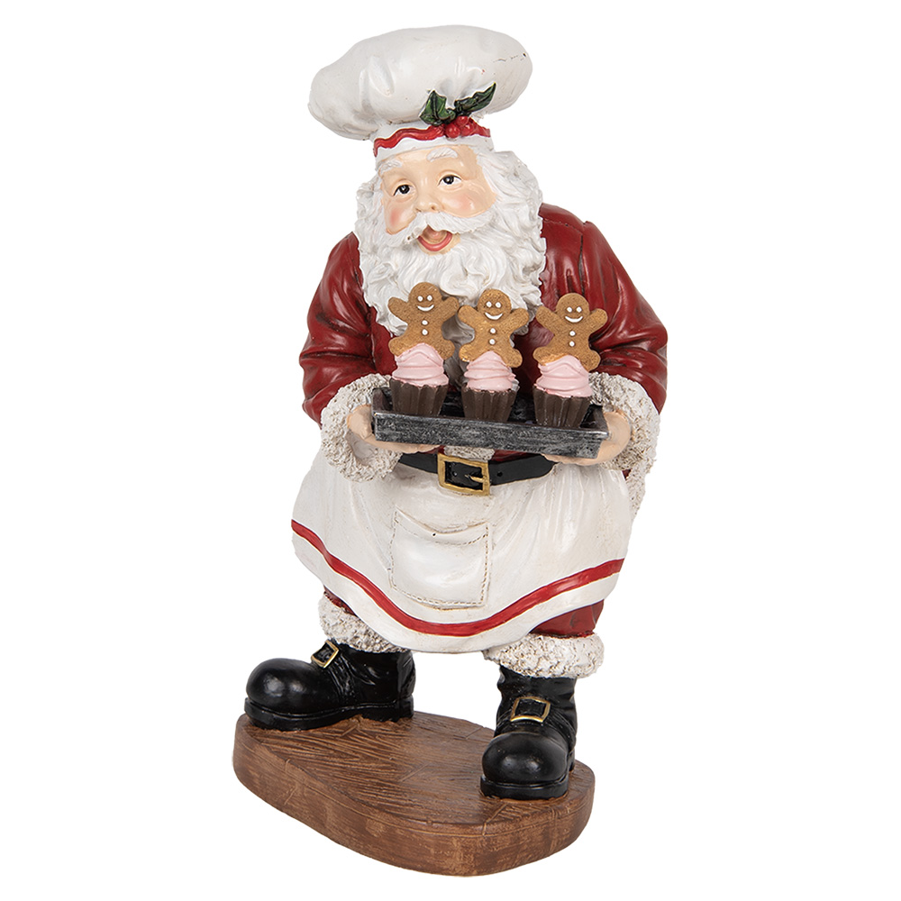 Clayre & Eef   | Kerstdecoratie Kerstman Rood Wit 17x16x28 cm | 6PR5695