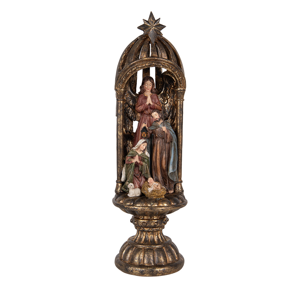 Clayre & Eef   | Kerstdecoratie Kerstgroep Goudkleurig Bruinø 14x43 cm | 6PR5702