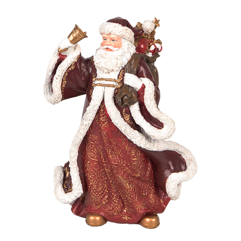 Clayre & Eef   | Kerstdecoratie Kerstman Rood Wit 15x11x20 cm | 6PR5704