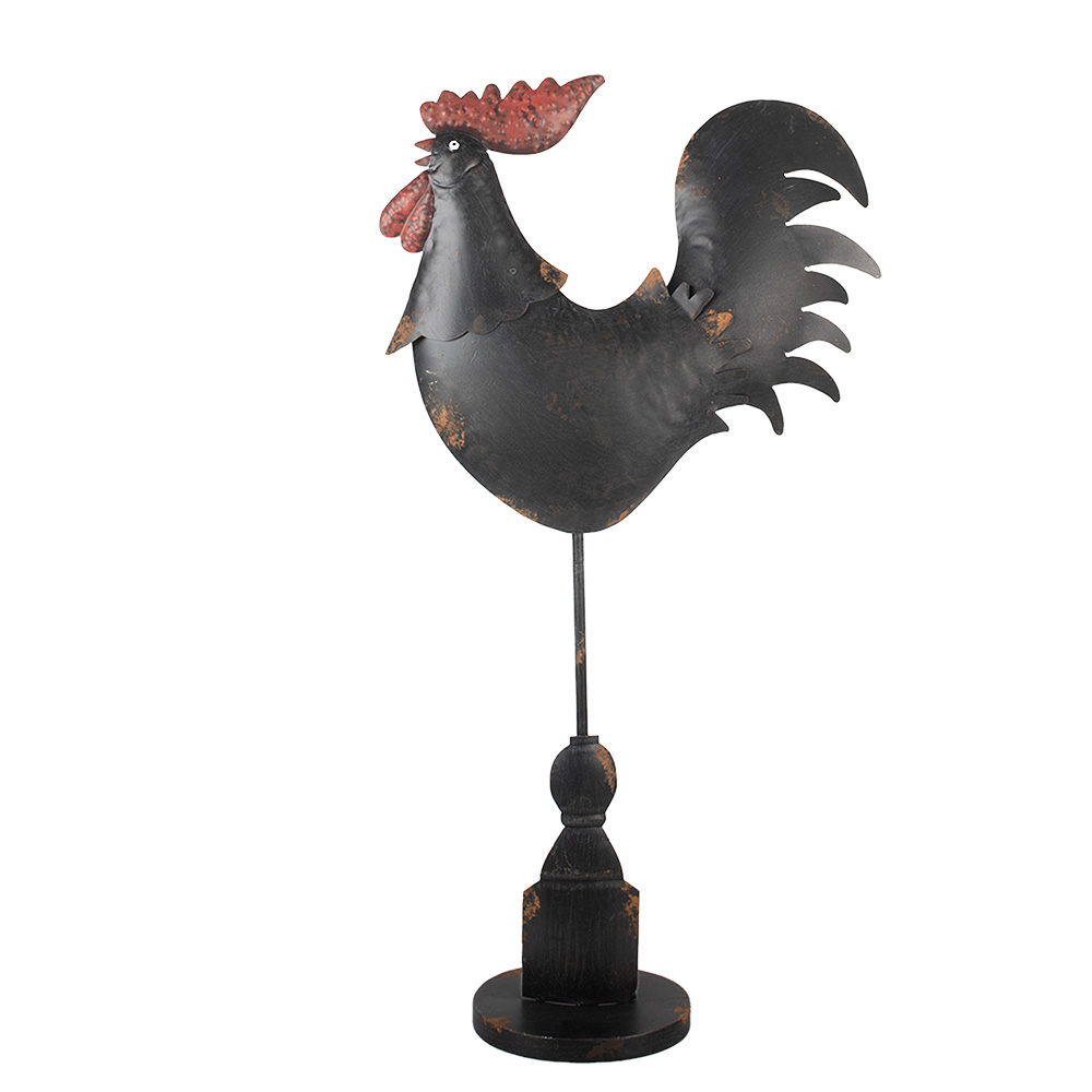 Clayre & Eef   | Decoratie Haan Zwart Rood 33x12x64 cm | 6Y5845
