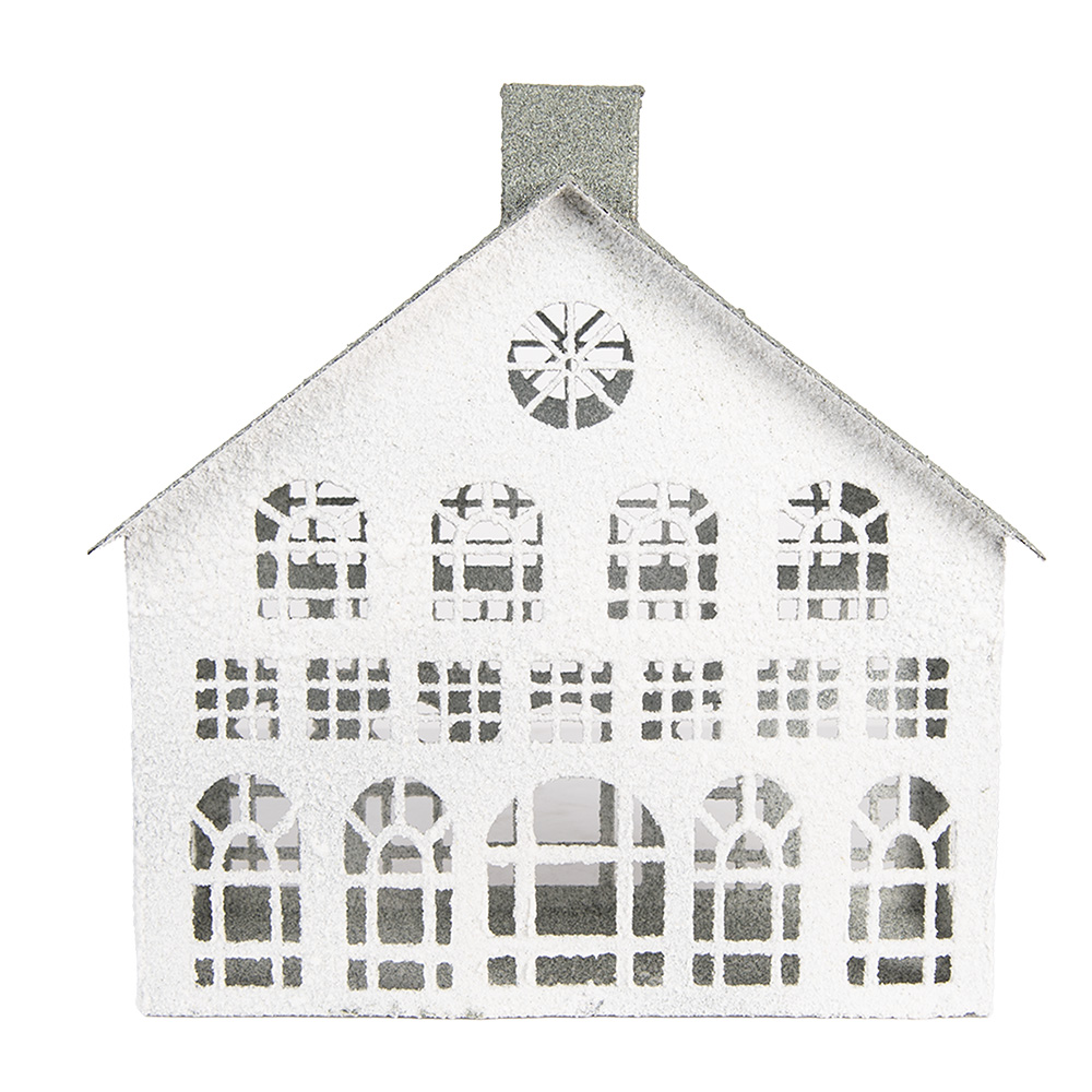 Clayre & Eef   | Decoratie Huis Wit Grijs 34x16x34 cm | 6Y5931