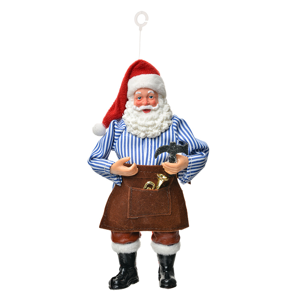 Clayre & Eef   | Kerstdecoratie Hanger Kerstman Rood Bruin 10x6x17 cm | 66247