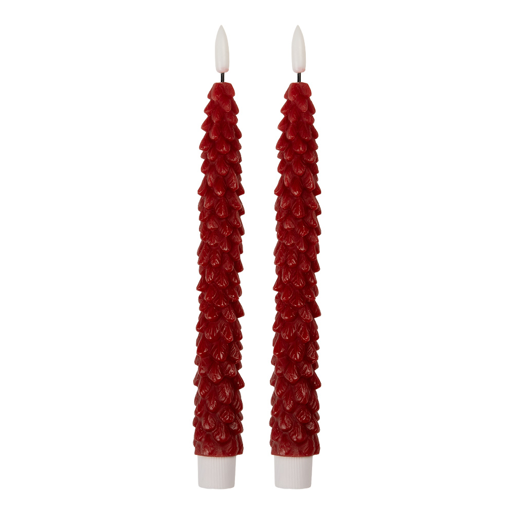 Clayre & Eef   | Kaars met LED set van 2 Rood ø 3x25 cm / 2xAAA | 6CA0001R