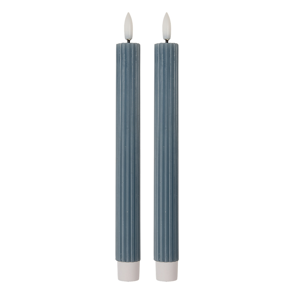 Clayre & Eef   | Kaars met LED set van 2 Blauw ø 2x25 cm / 2xAAA | 6CA0002BL