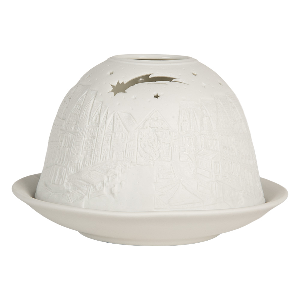 Clayre & Eef   | Theelichthouder Wit ø 12x8 cm | 6CE2208