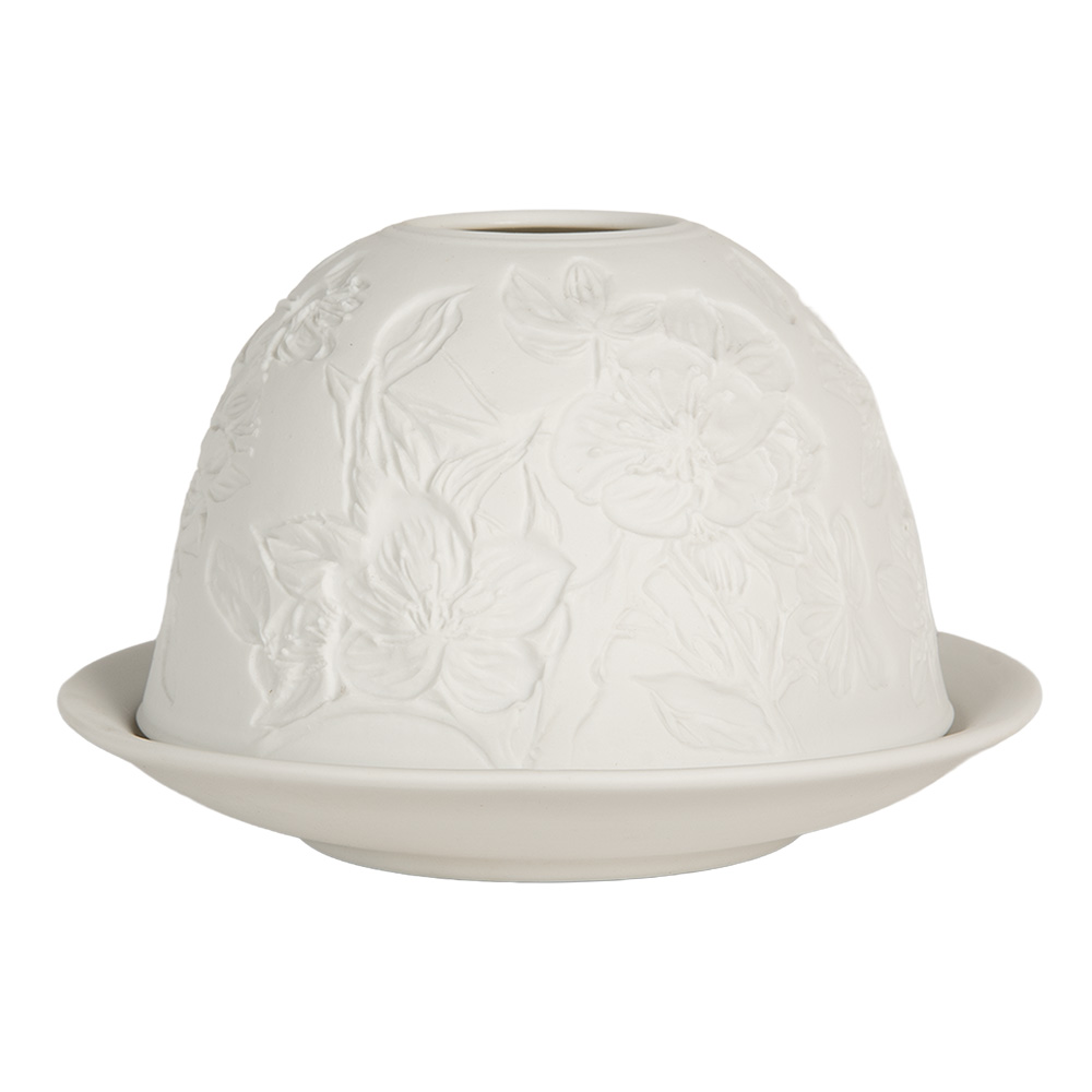 Clayre & Eef   | Theelichthouder Wit ø 12x8 cm | 6CE2209