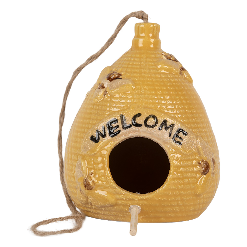 Clayre & Eef   | Vogelhuis Geel ø 11x14 cm | 6CE2321