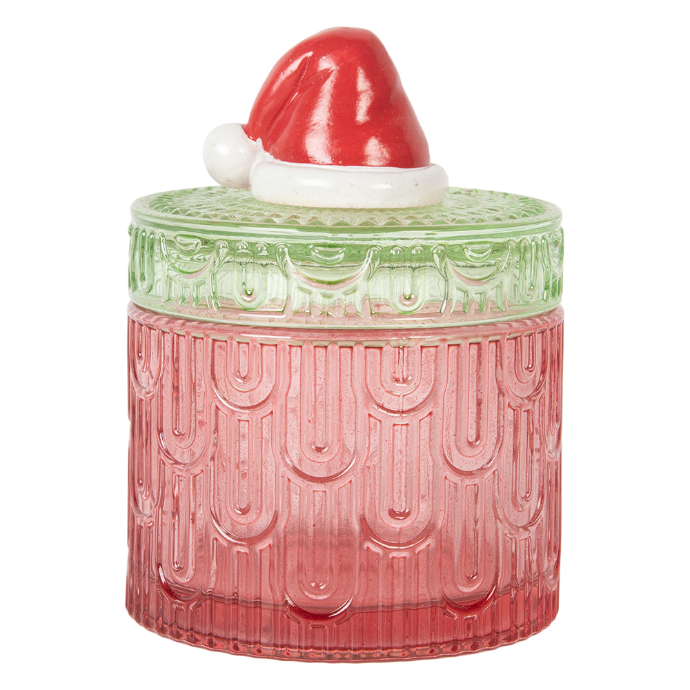Clayre & Eef   | Voorraadpot Deksel Rood Groen ø 9x12 cm | 6GL5343