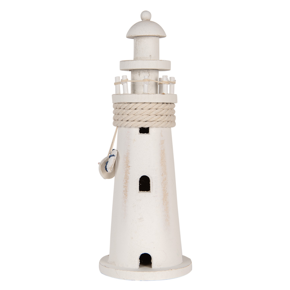 Clayre & Eef   | Decoratie Vuurtoren Wit ø 10x30 cm | 6H2409