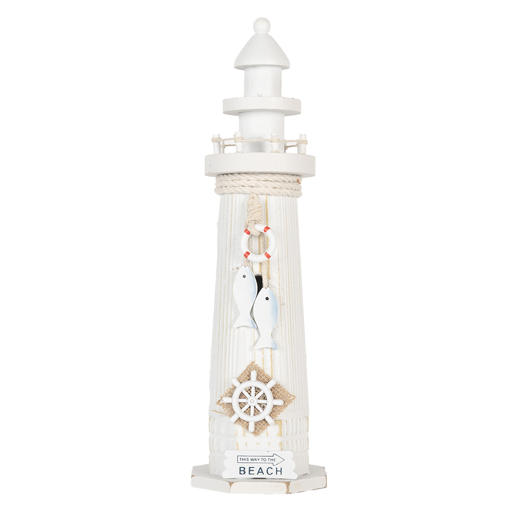 Clayre & Eef   | Decoratie Vuurtoren Wit ø 10x32 cm | 6H2413