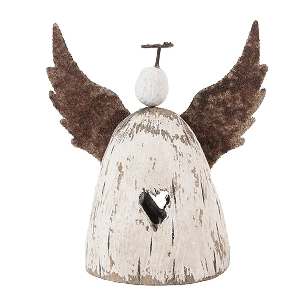 Clayre & Eef   | Kerstdecoratie Engel Wit Bruin 11x5x11 cm | 6H2419S