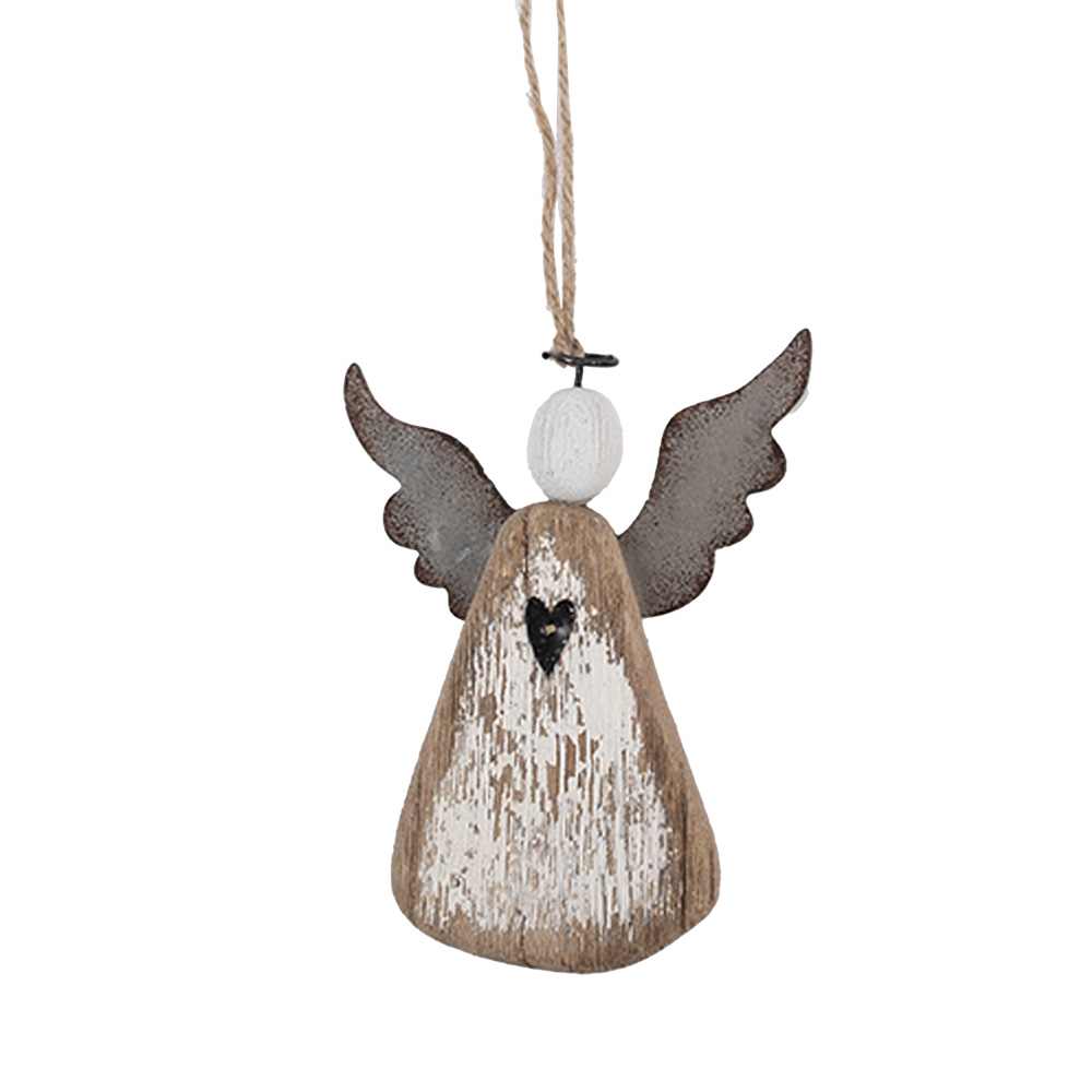Clayre & Eef   | Decoratie hanger Engel Bruin Wit 9x2x13 cm | 6H2429