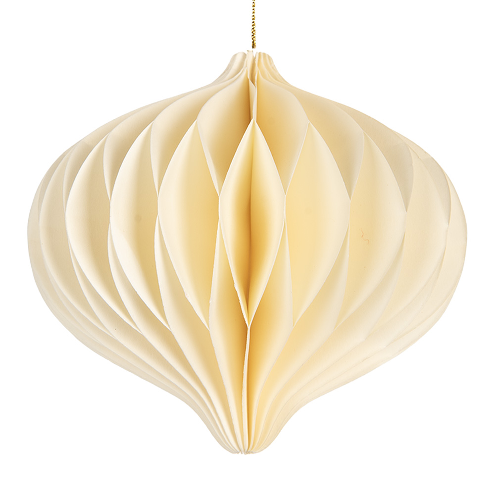 Clayre & Eef   | Kerstdecoratie Papieren Kerstbal Beige ø 11x10 cm | 6PA0517