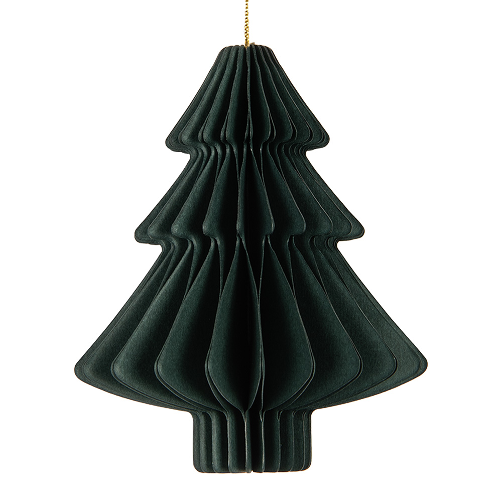 Clayre & Eef   | Kerstdecoratie Papieren Kerstbal Groen ø 9x10 cm | 6PA0519