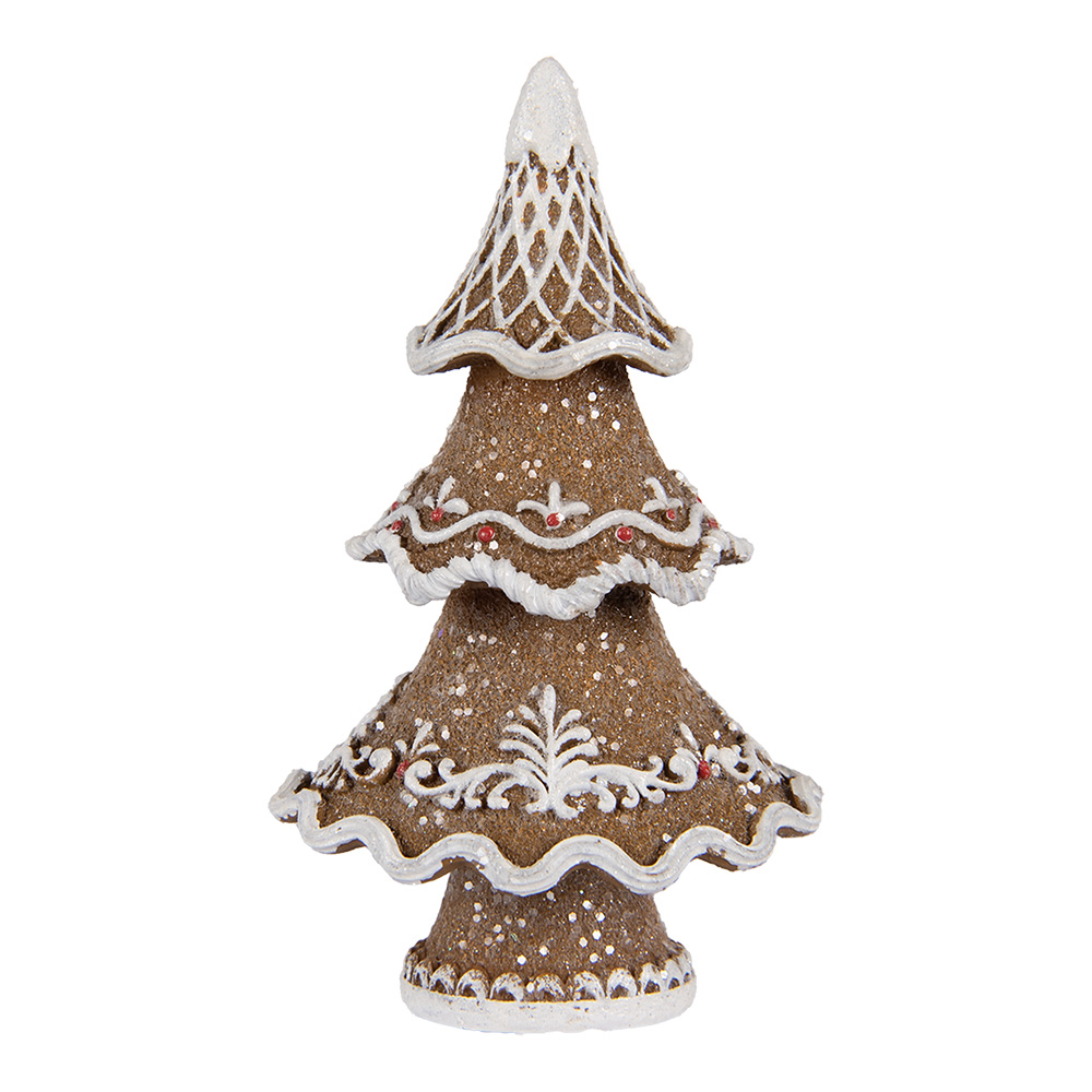 Clayre & Eef   | Kerstdecoratie Kerstboom Bruin Wit 7x5x11 cm | 6PR5393