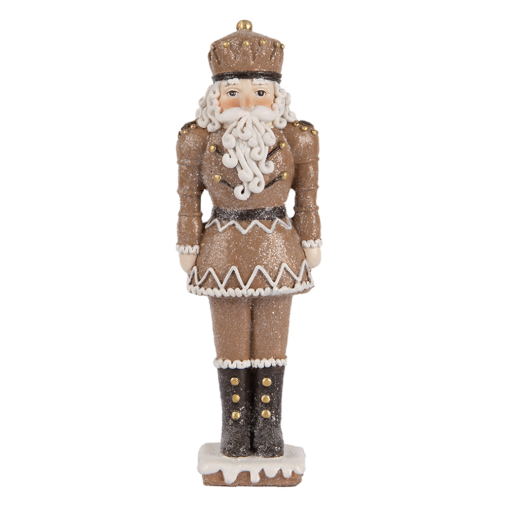 Clayre & Eef   | Kerstdecoratie Notenkraker Bruin Wit 6x5x18 cm | 6PR5532
