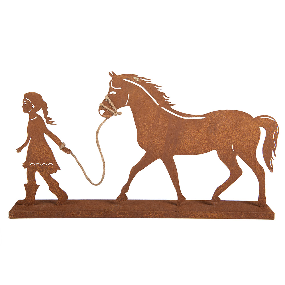 Clayre & Eef   | Kerstdecoratie Beeld Kind Paard Bruin 42x7x22 cm | 6Y5929