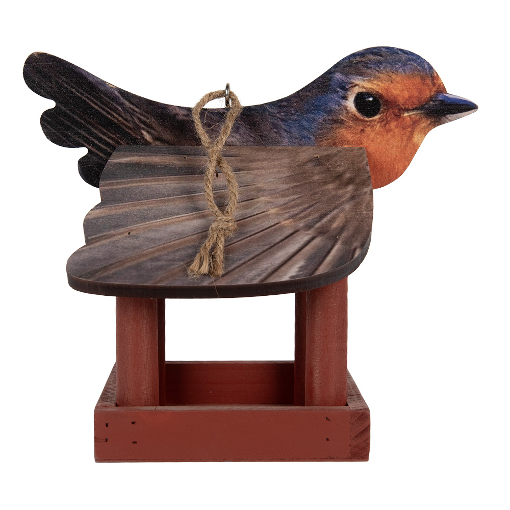 Clayre & Eef   | Vogelvoederhuisje Rood Bruin 17x25x21 cm | 6H2455