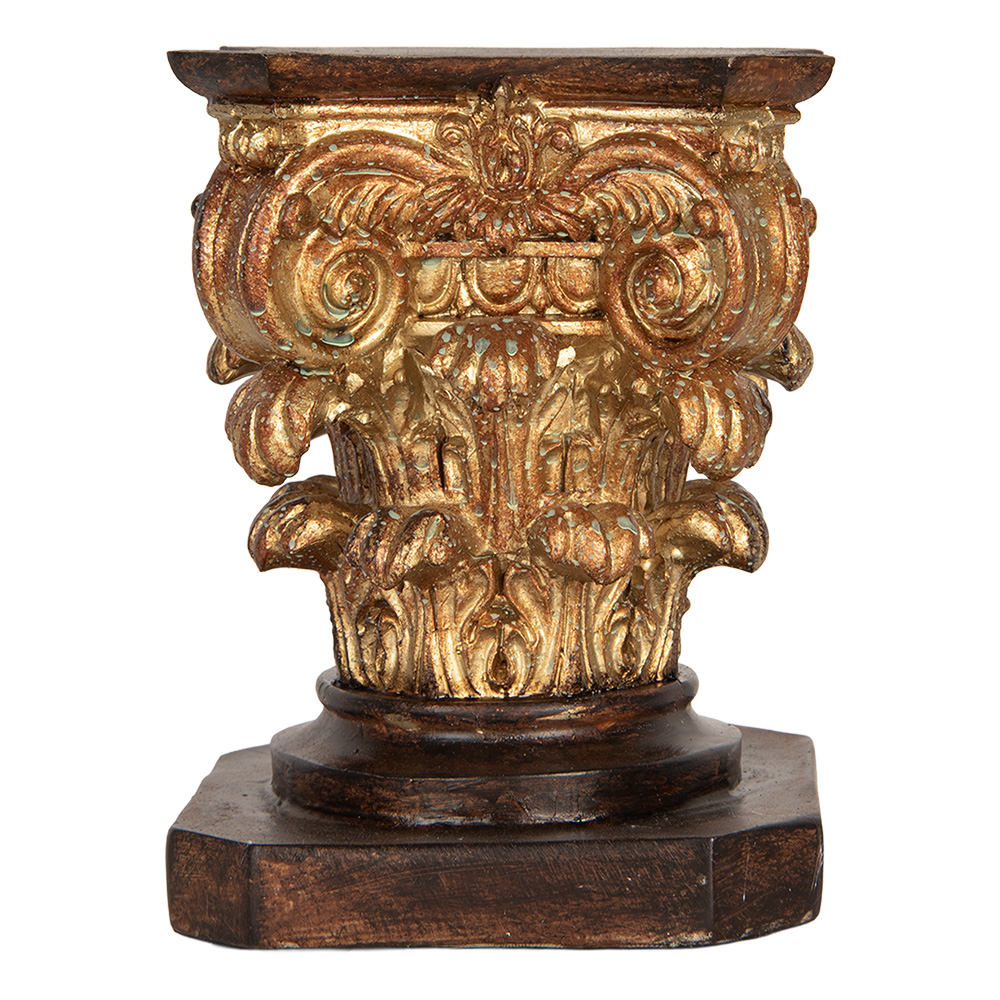 Clayre & Eef   | Sokkel Bruin Goudkleurig 12x12x16 cm | 6PR5581