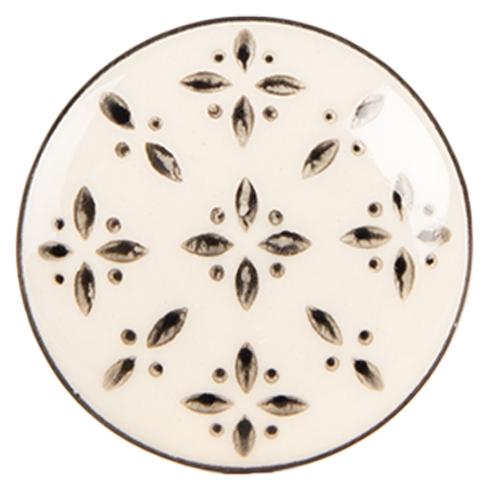 Clayre & Eef   | Deurknop Beige Zwart ø 4x3 cm / S3 cm | 66278