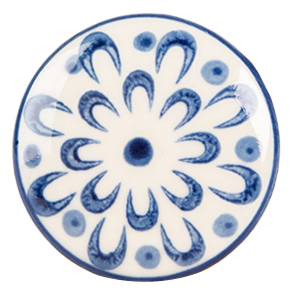 Clayre & Eef   | Deurknop Beige Blauw ø 4x3 cm / S3 cm | 66279