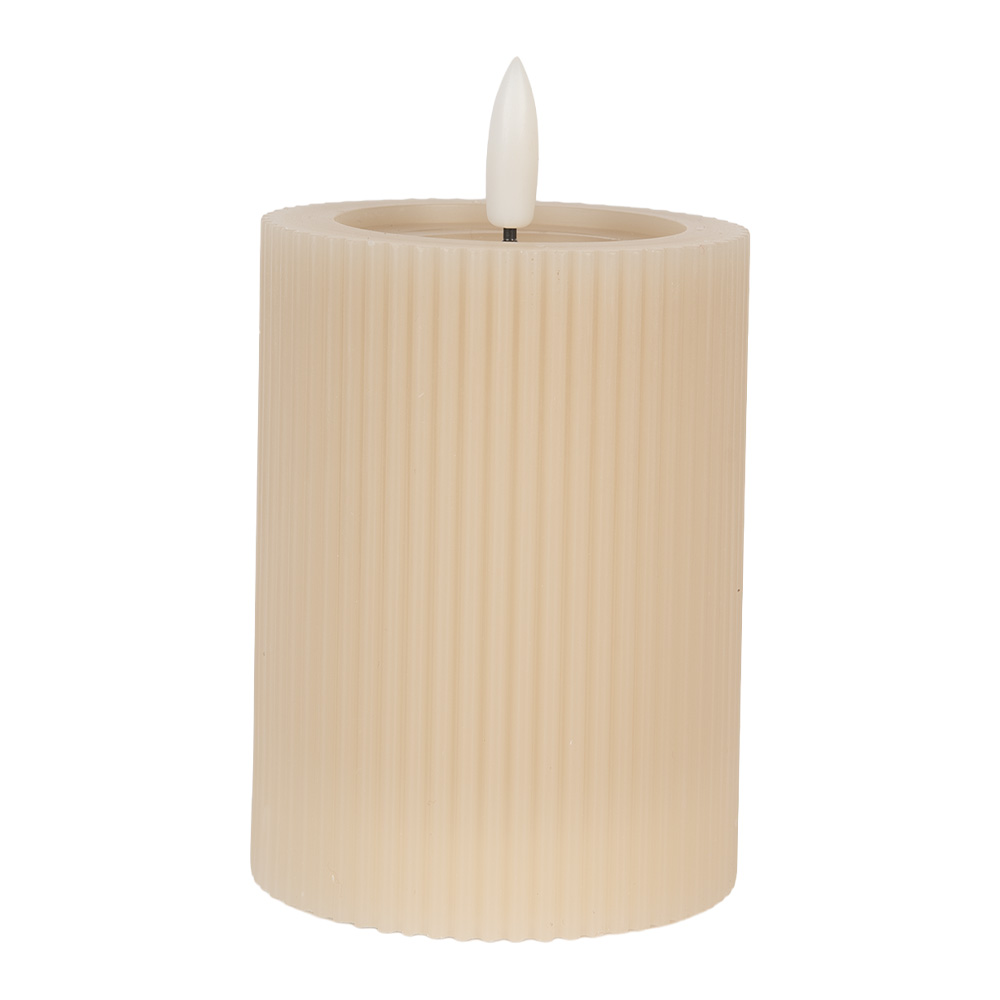 Clayre & Eef   | Kaars met LED Beige ø 8x13 cm / 2xAA | 6CA0003BE
