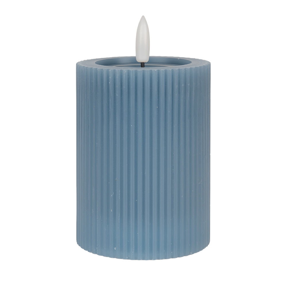 Clayre & Eef   | Kaars met LED Blauw ø 8x13 cm / 2xAA | 6CA0003BL
