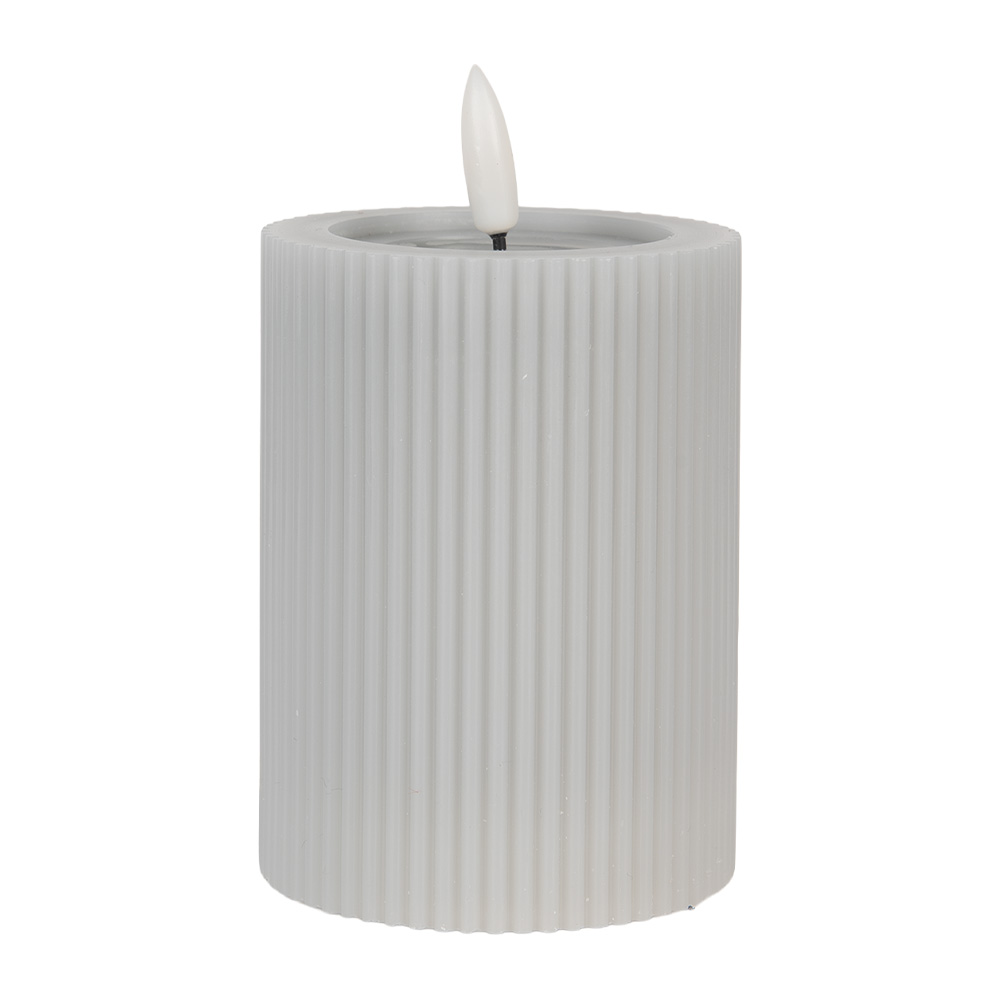 Clayre & Eef   | Kaars met LED Grijs ø 8x13 cm / 2xAA | 6CA0003G