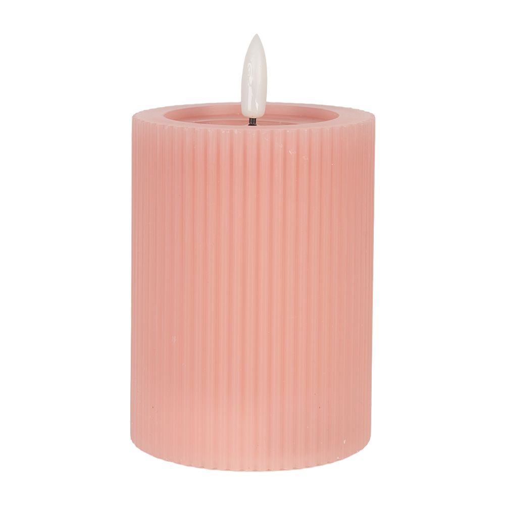 Clayre & Eef   | Kaars met LED Roze ø 8x13 cm / 2xAA | 6CA0003P