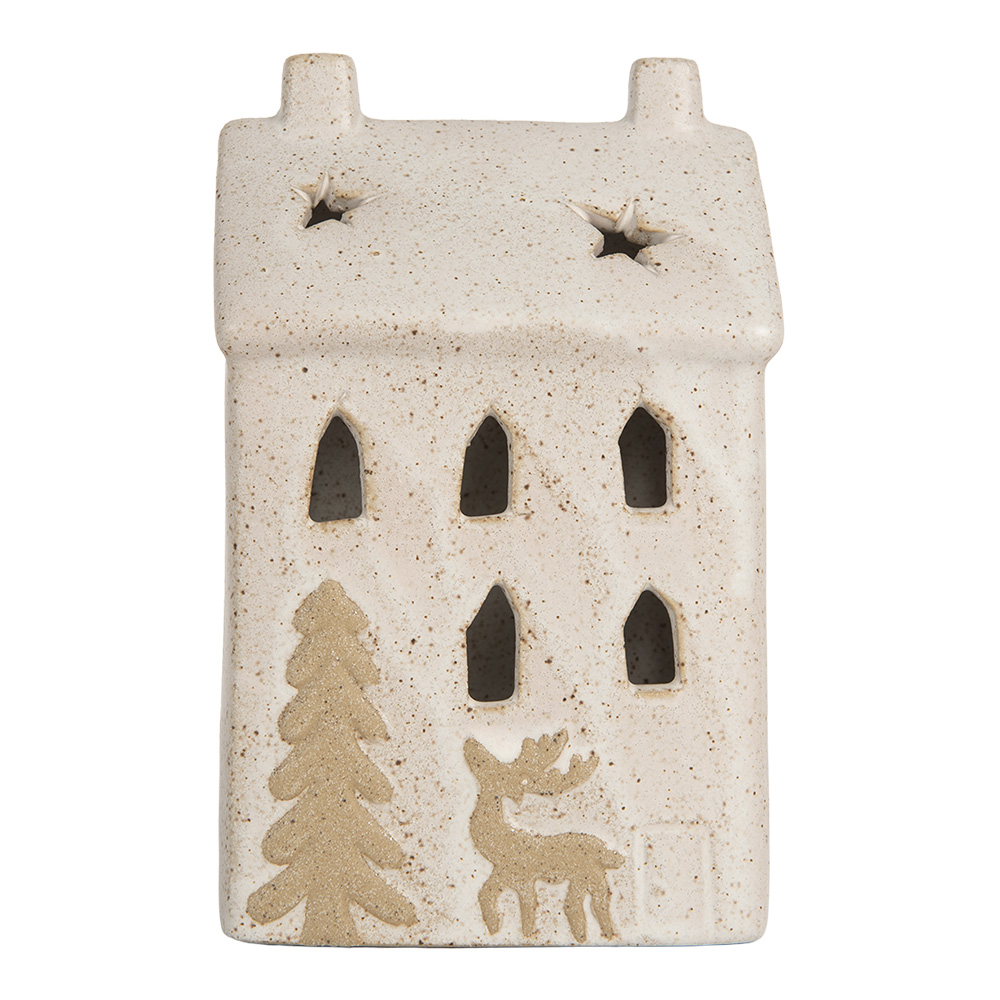 Clayre & Eef   | Decoratie Huisje met LED Beige 9x7x15 cm | 6CE2176M