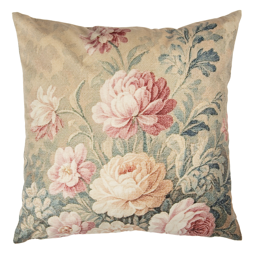 Clayre & Eef   | Kussenhoes Beige Roze 45x45 cm | CPA23