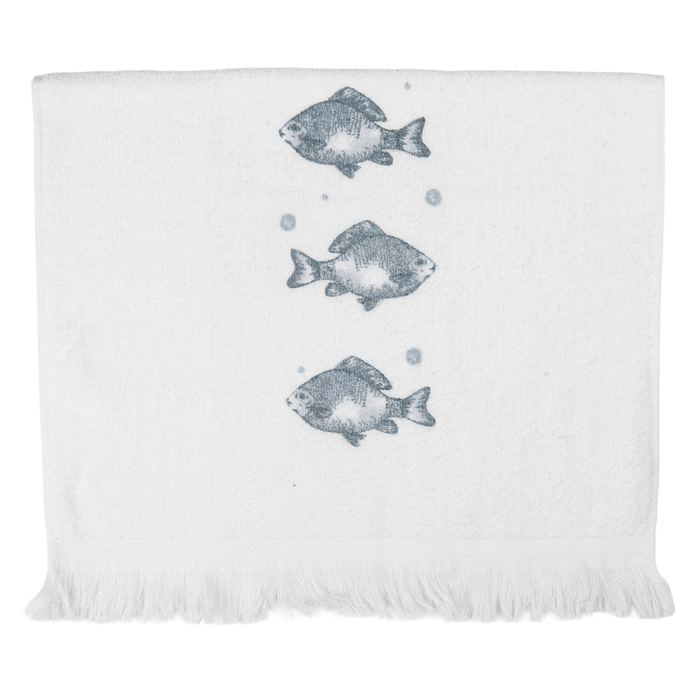Clayre & Eef   | Gastendoekje Wit Blauw 40x66 cm | CT034